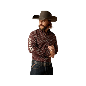 ARIAT Men's Team Koen Long Sleeve Shirt Brown/Tan Medium