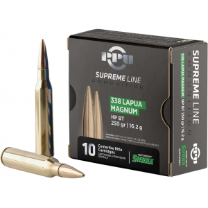 PPU Supreme 338 Lapua Magnum Ammo 250 Grain Sierra Matchking Jacketed Hollow Point Box Of 10