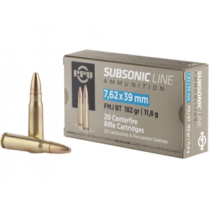  Subsonic 7.62x39mm 182 Grain Full Metal Jacket Box Of 20 Ammo