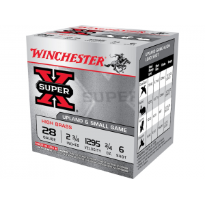 chester Super X High Brass 28 Gauge 2-3/4 #6 Lead Shot 3/4 Oz Box Of 25 Ammo