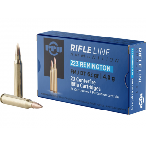 PPU 223 Remington Ammo 62 Grain Full Metal Jacket Box Of 20