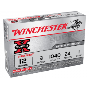 WINCHESTER Super X 12 Gauge Ammo 3" #1 Buckshot 24 Pellets Box Of 5