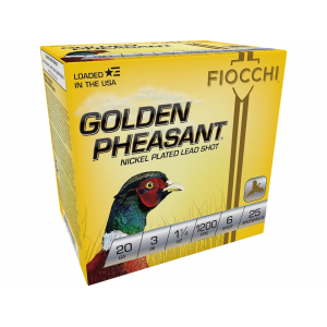 cchi Golden Pheasant 20 Gauge 3 #6 Nickel Plated Lead Shot 1-1/4 Oz Case Of 250 (10 Boxes Of 25) Ammo