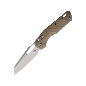 Microtech MSI Pocket Knife 3.88" Sheepsfoot Bohler M390MK Stonewashed Blade Fluted G-10 Handle Tan - Microtech