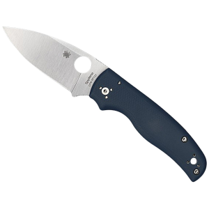 Spyderco Shaman Pocket Knife 3.58" Drop Point CPM-SPY27 Satin Blade G-10 Handle Blue - Spyderco