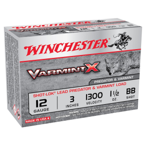 Winchester Varmint X 12 Gauge Ammo 3 BB Lead Shot 1-1/2 Oz Case Of 100 (10 Boxes Of 10) chester Varmint X 12 Gauge 3 BB Lead Shot 1-1/2 Oz Case Of 100 (10 Boxes Of 10) Ammo