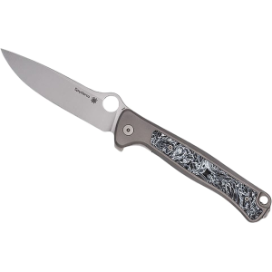 Spyderco Slym Pocket Knife 3.42" Drop Point Bohler M390 Stonewashed Blade Carbon Fiber/Titanium Handle Black - Spyderco