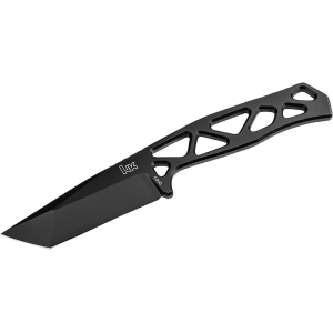 HK FX01 Fixed Blade Knife 2.96" Tanto Point D2 Black Blade Stainless Steel Handle Black - Hk
