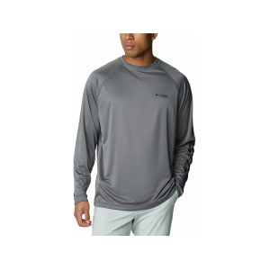 Columbia Men's PFG Terminal Tackle Long Sleeve Shirt City Gray/Black Large - Columbia