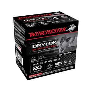 Winchester Drylok Super Steel Magnum Waterfowl 20 Gauge Ammo 2-3/4 #4 Steel Shot 3/4 Oz Case Of 250 (10 Boxes Of 25) chester Drylok Super Steel Magnum Waterfowl 20 Gauge 2-3/4 #4 Steel Shot 3/4 Oz Case Of 250 (10 Boxes Of 25) Ammo