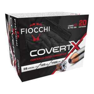 Fiocchi CovertX 38 Special +P Ammo 125 Grain Jacketed Hollow Point Box of 20 - Fiocchi