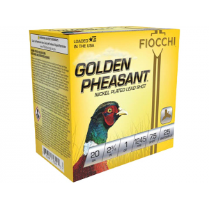 cchi Golden Pheasant 20 Gauge 2-3/4 #7-1/2 Nickel Plated Lead Shot 1 Oz Case Of 250 (10 Boxes Of 25) Ammo