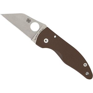 Spyderco Microjimbo Sprint Run Pocket Knife 2.45" Wharncliffe CPM 15V Stonewashed Blade G-10 Handle Brown - Spyderco
