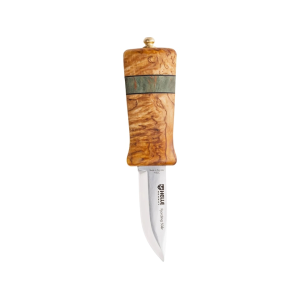 Helle Fjording 50 aar Limited Edition Fixed Blade Knife 2.71" Drop Point H3LS Mirror Polished Blade Curly Birch/Leather Handle Wood - Helle