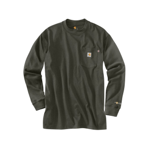CARHARTT Men's FR Force Loose Fit Midweight Long Sleeve Crew Neck T Shirt Olive Large