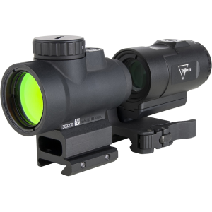 Trijicon MRO SD Patrol Red Dot Sight with 3x Magnifier Red 2 MOA Reticle Matte Black Q-LOC QD Full Co-Witness Mount - Trijicon