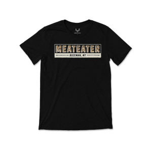 MEATEATER Men's Wooden Box Logo Short Sleeve Crew Neck T Shirt Black Medium