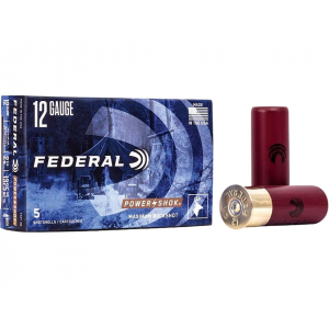 FEDERAL Power-shok 12 Gauge Ammo 2-3/4" #4 Buckshot 27 Pellets Box Of 5