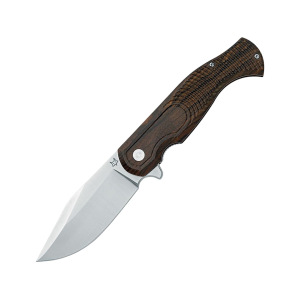 Fox Knives Eastwood Tiger Pocket Knife 3.74" Clip Point CPM-S90V Satin Blade Zebrawood Handle Wood - Fox Knives