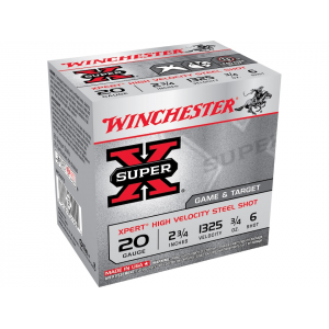 chester Super X Xpert Game And Target 20 Gauge 2-3/4 #6 Steel Shot 3/4 Oz Case Of 250 (10 Boxes Of 25) Ammo