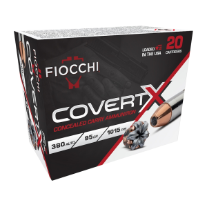 Fiocchi CovertX 380 ACP Ammo 95 Grain Jacketed Hollow Point Case of 200 (10 Boxes of 20)