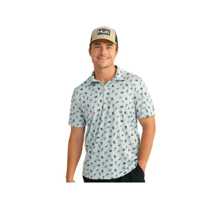 Huk Men's Pursuit Printed Polo Harbor Mist 2 2XL - Huk