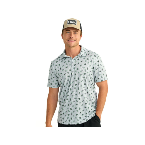 Huk Men's Pursuit Printed Polo Harbor Mist 2 Large - Huk