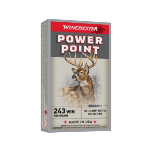 Winchester Power Point 243 Winchester Ammo 100 Grain Jacketed Soft Point Case of 200 (10 Boxes of 20)