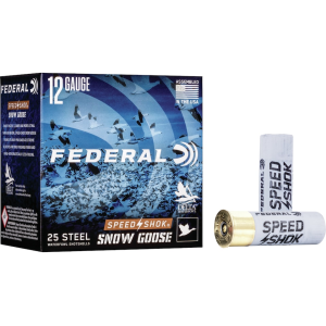 Federal Speed-Shok Snow Goose 12 Gauge Ammo 3 #2 Steel Shot 1-1/4 Oz Case Of 250 (10 Boxes Of 25) eral Speed-Shok Snow Goose 12 Gauge 3 #2 Steel Shot 1-1/4 Oz Case Of 250 (10 Boxes Of 25) Ammo