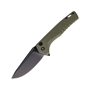 Tekto Knives F3 Charlie Pocket Knife 3.8" Drop Point D2 Black Titanium Blade G-10 Handle OD Green - Tekto Knives