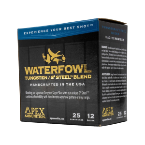 Apex Waterfowl TSS/S3 Steel Blend 12 Gauge Ammo 3" #2 and #7-1/2 Steel and Tungsten Shot 1-5/16 oz Box of 25 - Apex Ammunition