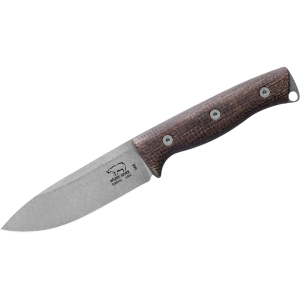 White River Knives Ursus 45 Fixed Blade Knife 4.5" Drop Point CPM MagnaCut Stonewashed Blade Burlap Micarta Handle Natural - White River Knives