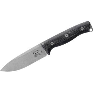 White River Knives Ursus 45 Fixed Blade Knife 4.5" Drop Point CPM MagnaCut Stonewashed Blade Burlap Micarta Handle Black - White River Knives