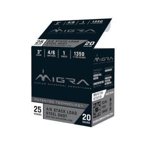 Migra Steel Waterfowl 20 Gauge Ammo 3 #4 And #6 Steel Shot 1 Oz Case Of 250 (10 Boxes Of 25) ra Steel Waterfowl 20 Gauge 3 #4 And #6 Steel Shot 1 Oz Case Of 250 (10 Boxes Of 25) Ammo