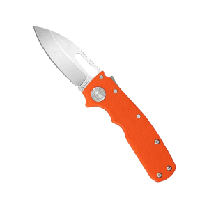 Demko Knives Shark-Cub Pocket Knife 2.5" Slicer Shark CPM 20CV Stonewashed Blade G-10 Handle Orange - Demko Knives
