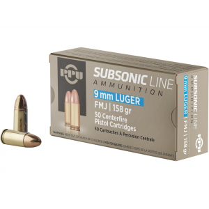  Subsonic 9mm Luger 158 Grain Full Metal Jacket Box Of 50 Ammo