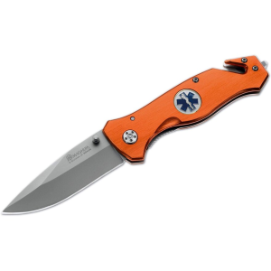 Boker Medic Pocket Knife 3.35" Drop Point 440A Stainless Satin Blade Aluminum Handle Orange - Boker Knives