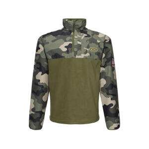 Drake Men's MST Refuge Eqwader Quarter Zip Sweatshirt Woodland Camo Large - Drake