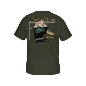 Drake Men's Back Cap Mallard Short Sleeve T Shirt Deep Depths Dark Heather Medium - Drake