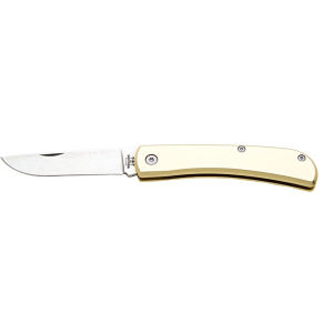Bear & Son Farmhand Slipjoint Pocket Knife 2.75" Drop Point 1095 Carbon Satin Blade Aluminum Handle Yellow - Bear & Son