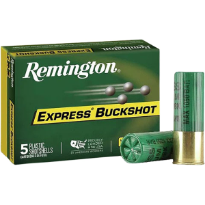 Remington Express Managed-Recoil 12 Gauge Ammo 2-3/4 #00 Buckshot 8 Pellets Box Of 5 ington Express Managed-Recoil 12 Gauge 2-3/4 #00 Buckshot 8 Pellets Box Of 5 Ammo