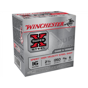 chester Super X Xpert Game And Target 16 Gauge 2-3/4 #6 Steel Shot 15/16 Oz Case Of 250 (10 Boxes Of 25) Ammo