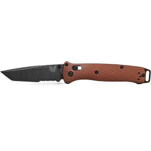 Benchmade Bailout Pocket Knife 3.38" Tanto Point CPM MagnaCut Black DLC Battlewash Partially Serrated Blade Aluminum Handle Burnt Copper - Benchmade