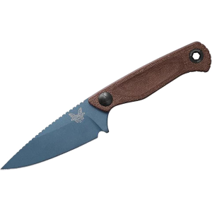 Benchmade Dacian Fixed Blade Knife 3.54" Spear Point CPM MagnaCut Blue Blade Canvas Micarta Handle Brown - Benchmade