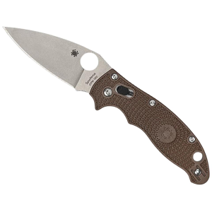 Spyderco Manix 2 Lightweight Sprint Run Pocket Knife 3.37" Drop Point CPM 15V Stonewashed Blade Fiberglass Reinforced Nylon (FRN) Handle Brown - Spyderco