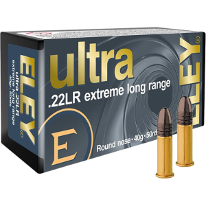Eley Ultra Extreme Long Range 22LR Ammo 40 Grain Round Nose Box of 50 - Eley