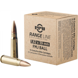  Range 7.62x39mm 124 Grain Full Metal Jacket Box Of 15 Ammo