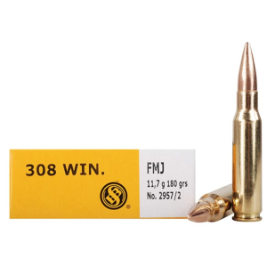 SELLIER & Bellot 308 Winchester Ammo 180 Grain Full Metal Jacket Box Of 20