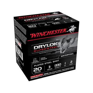 chester Drylok Super Steel Magnum Waterfowl 20 Gauge 3 #2 Steel Shot 1 Oz Case Of 250 (10 Boxes Of 25) Ammo