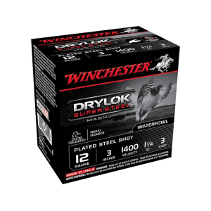 chester Drylok Super Steel Magnum Waterfowl 12 Gauge 3 #3 Steel Shot 1-1/4 Oz Case Of 250 (10 Boxes Of 25) Ammo